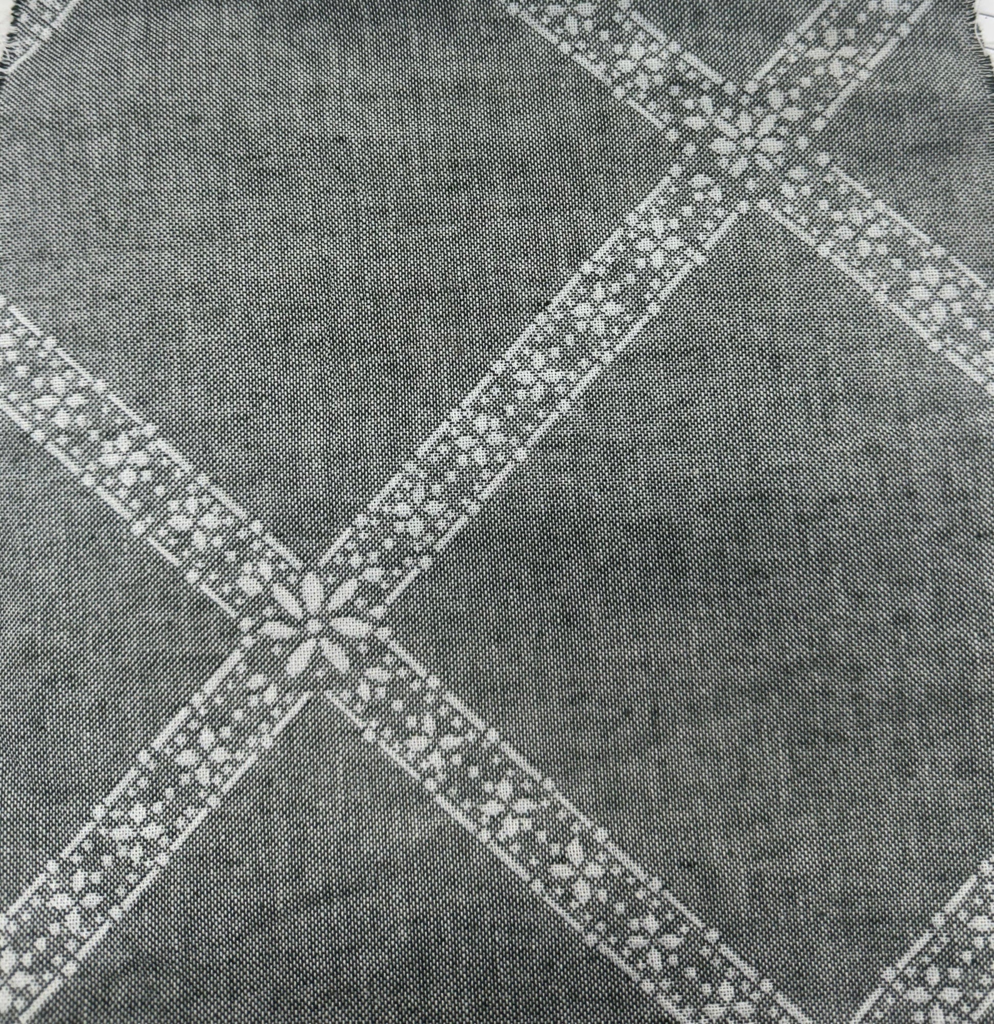 Buy Cotton Jacquard Grey Base White Diagonal Checks Printed - MAF 