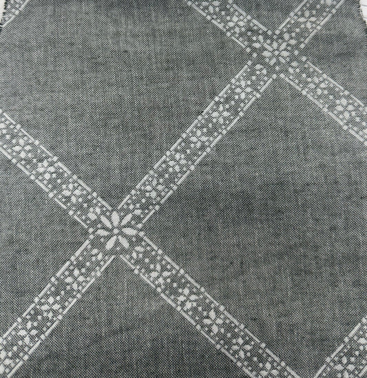 Buy Cotton Jacquard Grey Base White Diagonal Checks Printed - MAF 