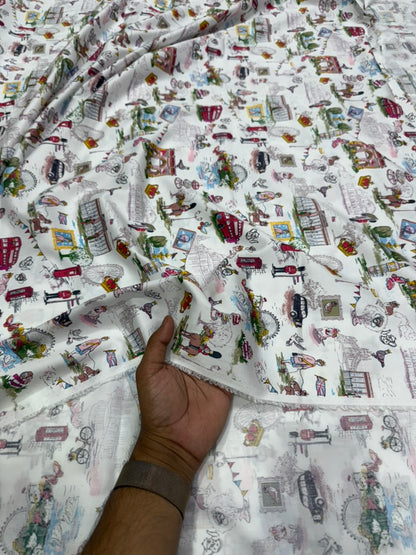 Buy Cotton Poplin City Printed Fabric