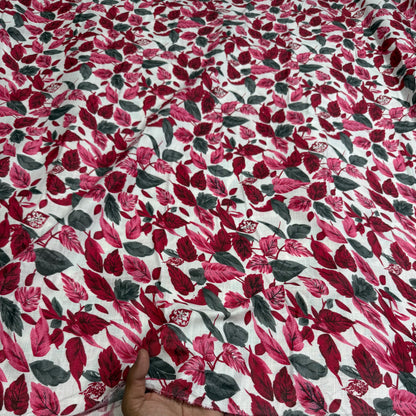 Buy Cotton Linen Red Fall Printed Fabric - MAF 