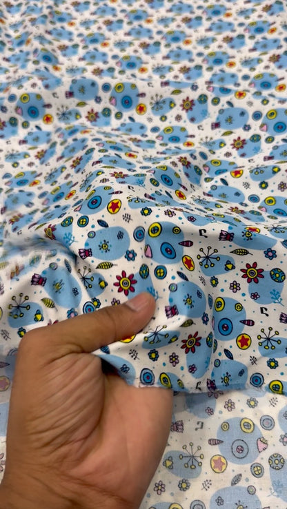 Buy Cotton Poplin Multi Batch Printed On Blue Fabric