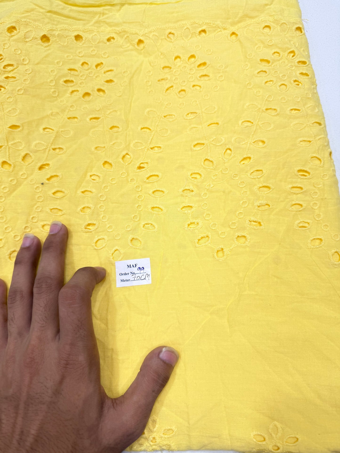 Buy Cutpiece Cotton Hakoba Yellow Cutwork Embroidery 70 Centimeter