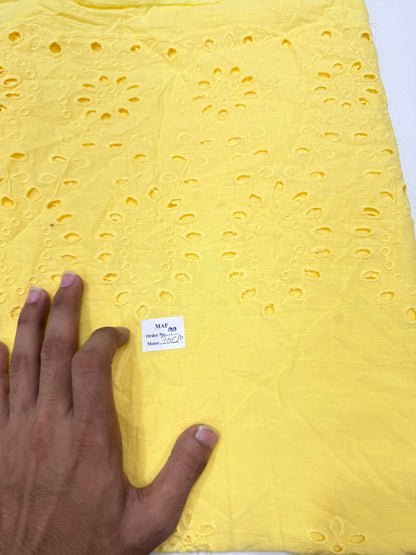 Buy Cutpiece Cotton Hakoba Yellow Cutwork Embroidery 70 Centimeter