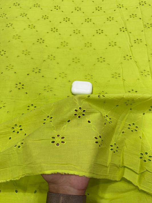 Buy Premium Cotton Cambric Schiffli Chartreuse Trellis Fabric