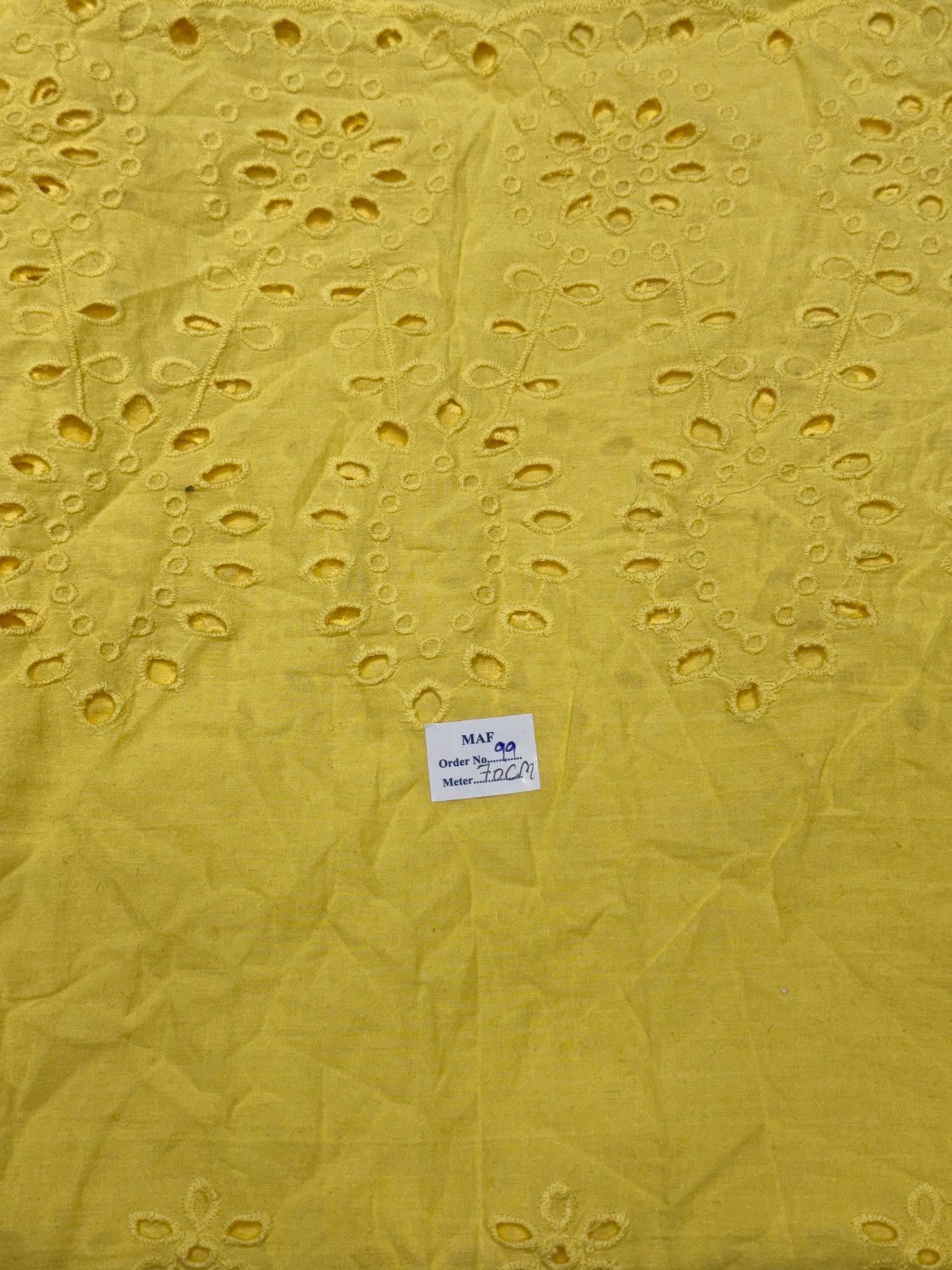 Buy Cutpiece Cotton Hakoba Yellow Cutwork Embroidery 70 Centimeter