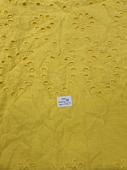 Buy Cutpiece Cotton Hakoba Yellow Cutwork Embroidery 70 Centimeter