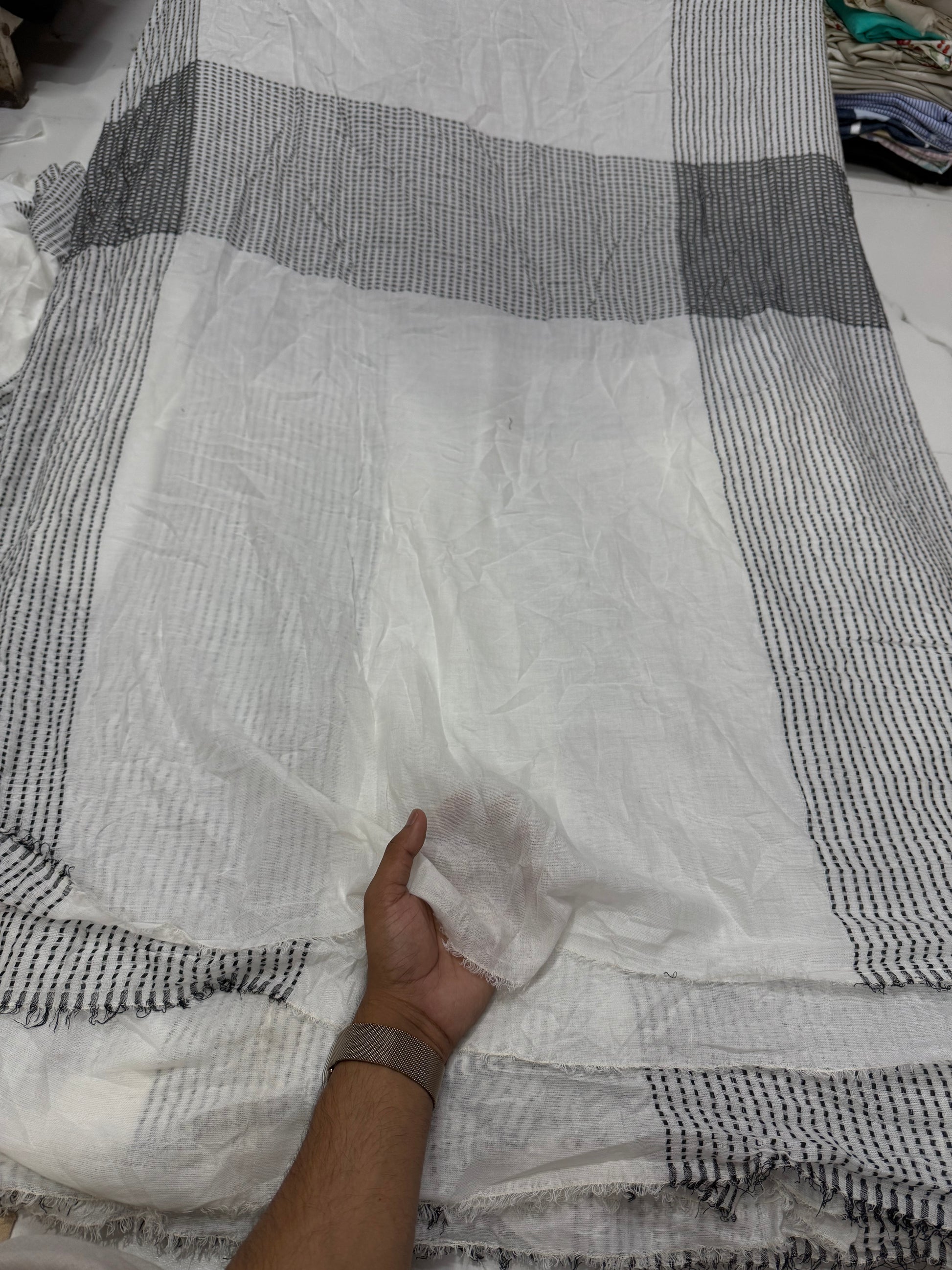 Premium Seersucker Cross Panel Lines Fabric - MAF 