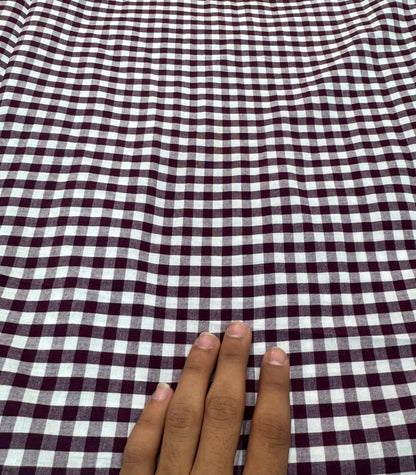 Buy Premium Cotton Yarn-Dyed Aubergine wine Gingham Check Fabric