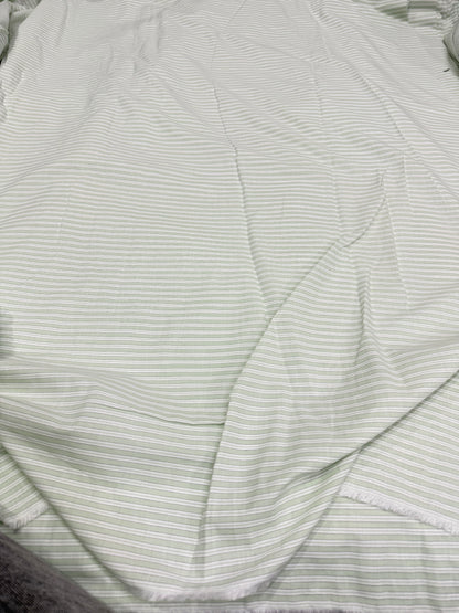 Buy Cotton Viscose Pastel Green Formal Stripe Fabric