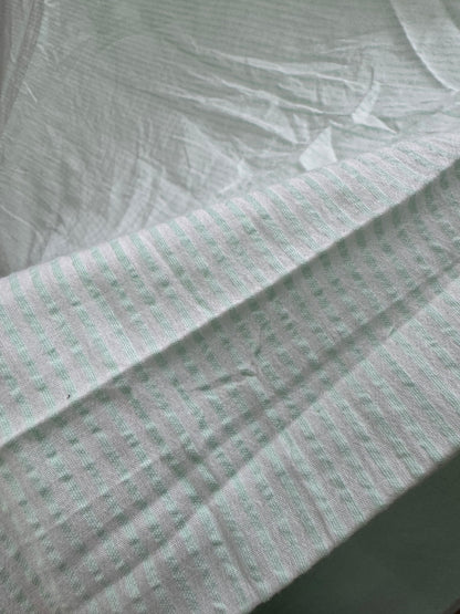 Buy Premium Cotton Seersucker Mint Green White Stripes Fabric (Copy)