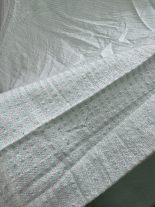 Buy Premium Cotton Seersucker Mint Green White Stripes Fabric (Copy)