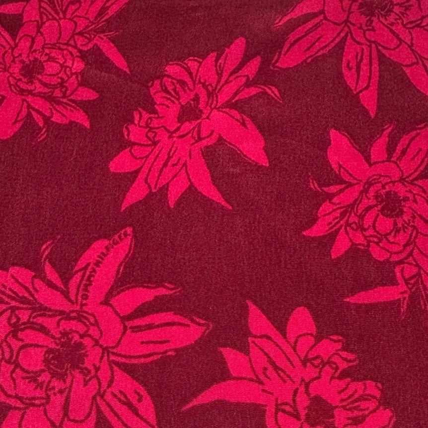 Buy Viscose Crinkled Crepe Red Bold Flower Fabric