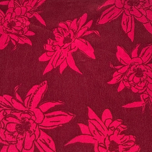 Buy Viscose Crinkled Crepe Red Bold Flower Fabric