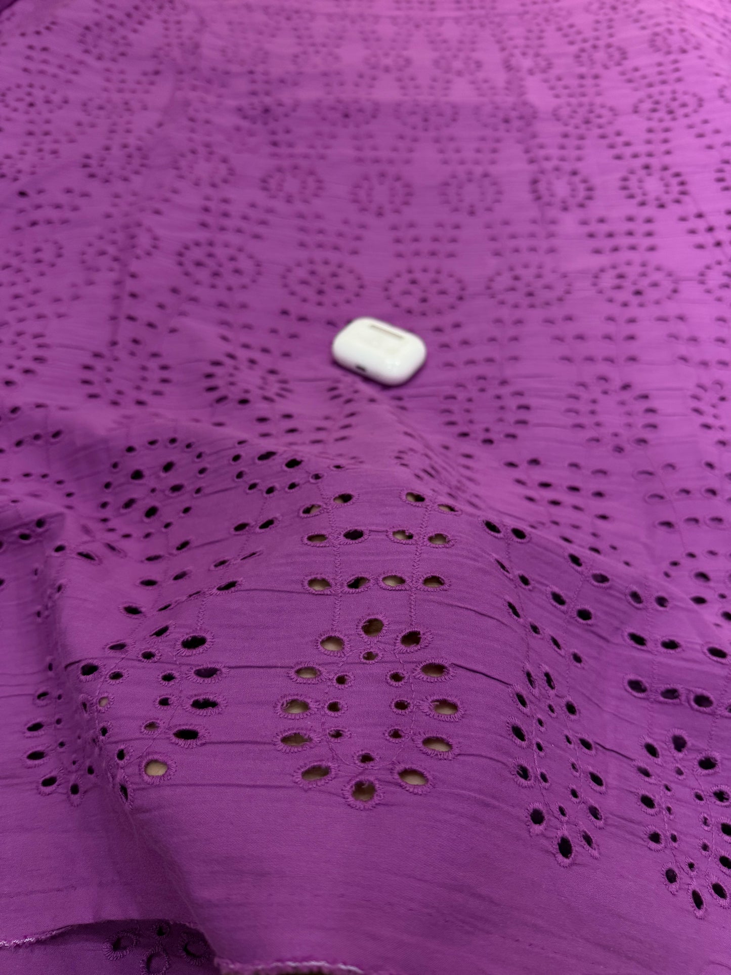 Buy Premium Cotton Cambric Schiffli Violet Cutwork Fabric
