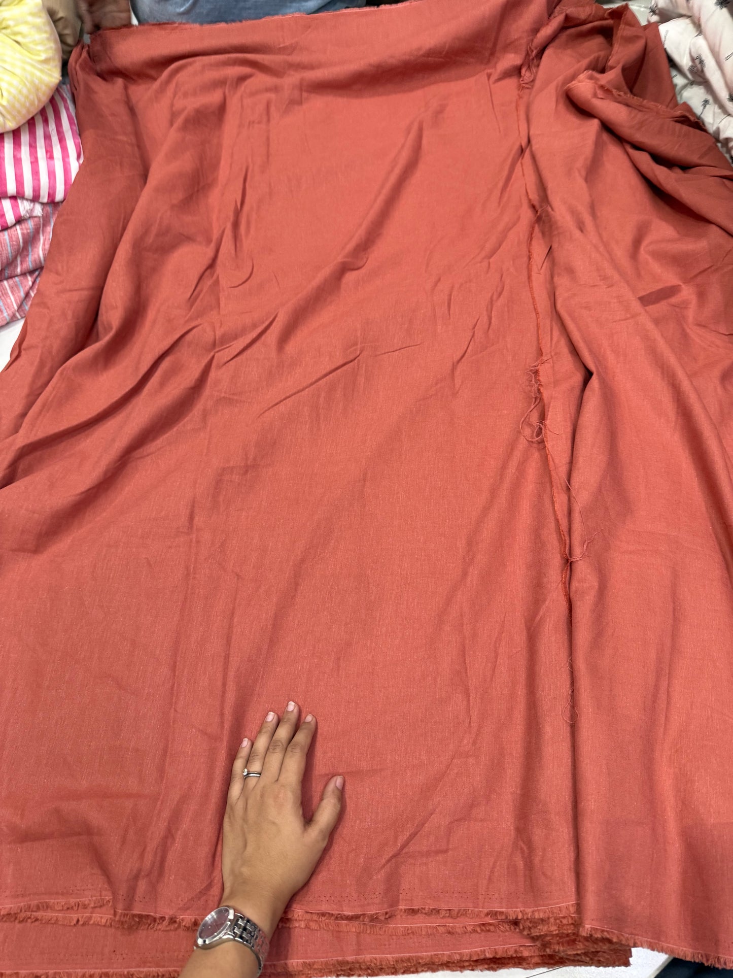 Buy Rare Pure Linen Rust Brown Solid Fabric