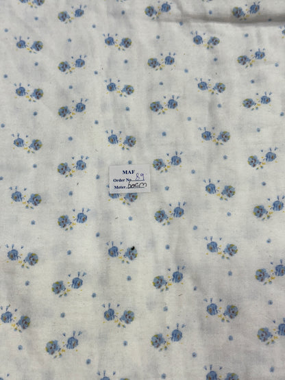 Buy Cutpiece Cotton Double Cloth Blue Cute Floral Print 60 Centimeter