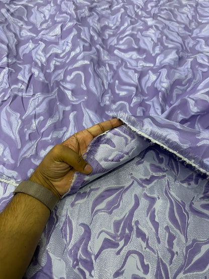 Buy Thick Viscose Jacquard Lavender Base Self Work Fabric