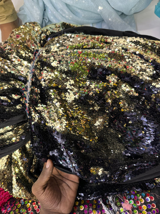 Buy Sequins Golden Coloured Fabric