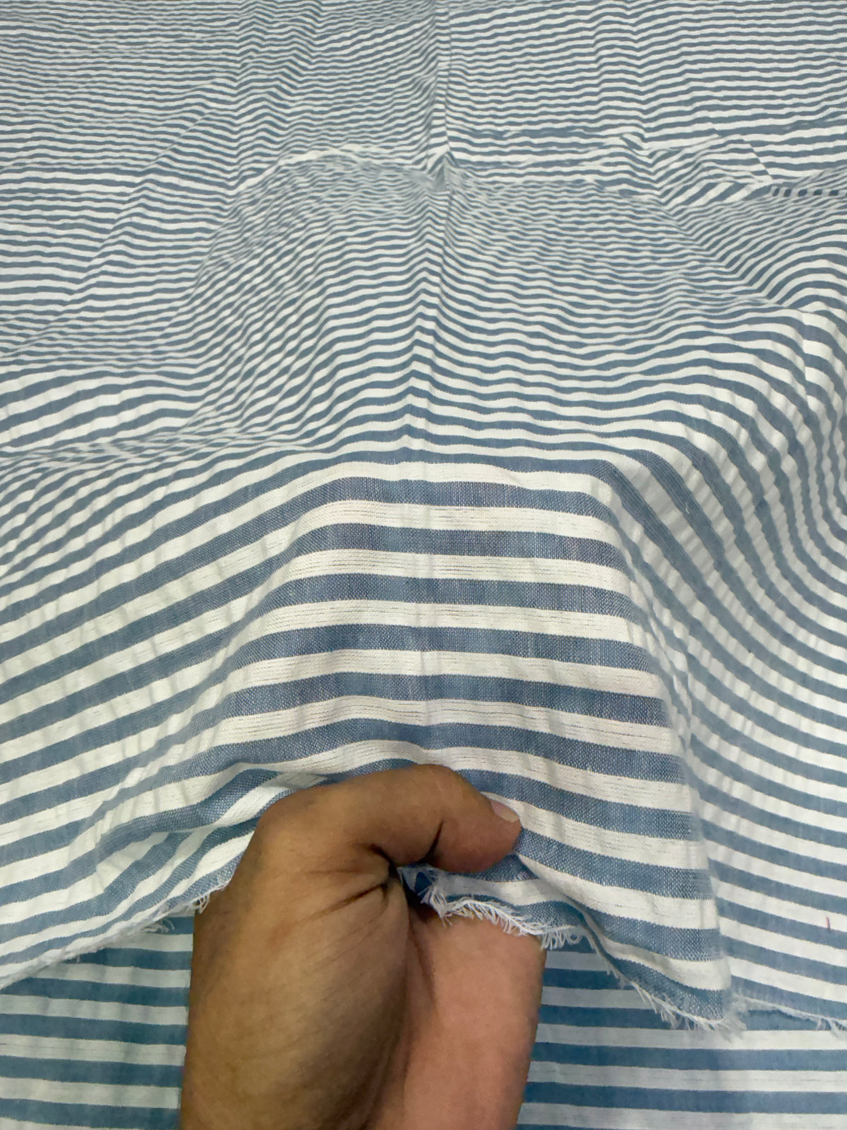 Buy Premium Seersucker Denim Blue Stripe Fabric