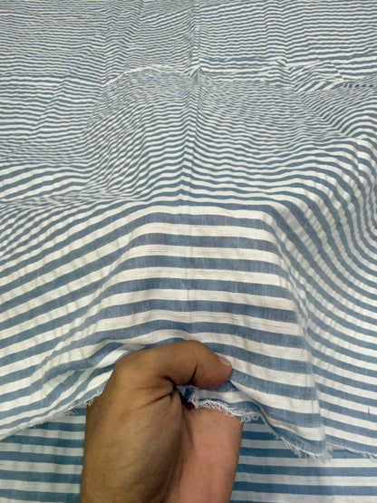 Buy Premium Seersucker Denim Blue Stripe Fabric