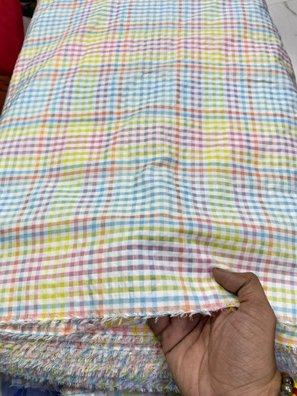 Buy Premium Seersucker Multicolor Gingham Fabric