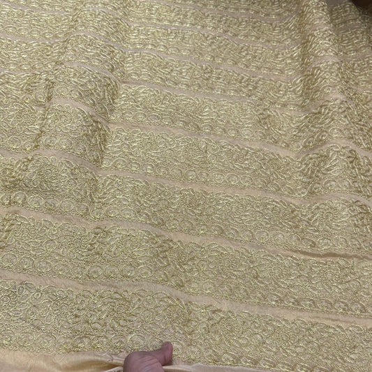 Buy Poly Dupion silk Gold Zari Lace Border - MAF 