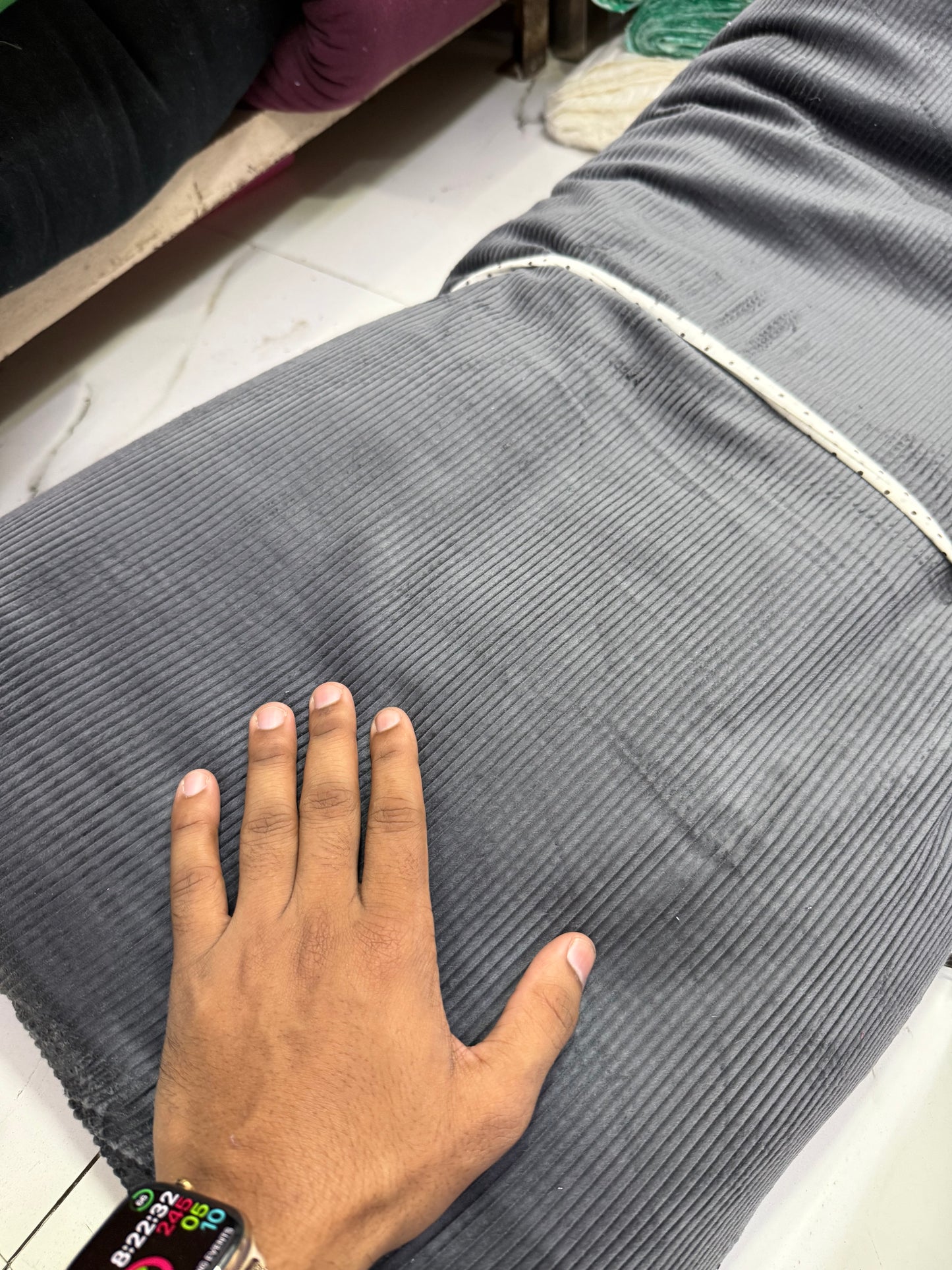 Buy Corduroy Solid Shiny Grey Fabric