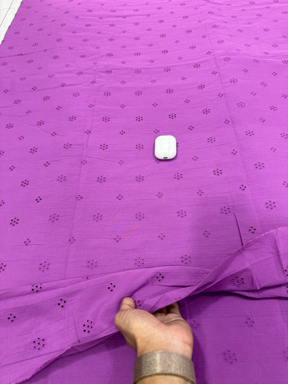 Buy Premium Cotton Cambric Schiffli Orchid Dot Fabric