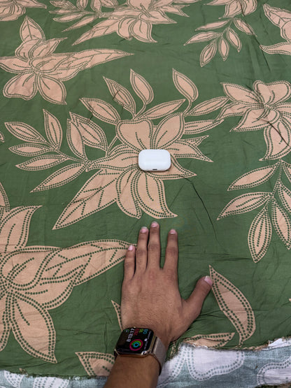 Buy premium Rayon Twill Olive Green Tan Tropical Leaf Print Fabric