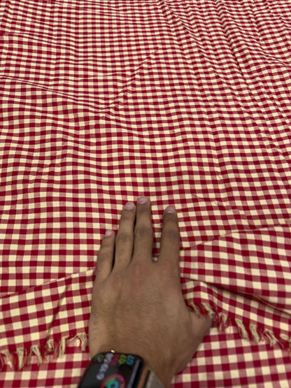 Buy Premium Cotton Yarn-Dyed Cherry Red Gingham Check Fabric