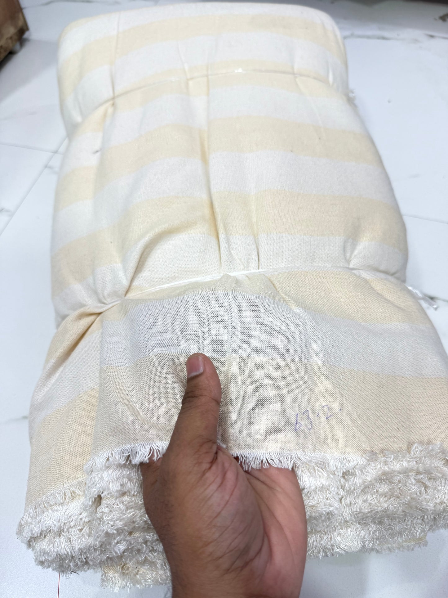 Buy Cotton Linen Broad Stripe Baby Yellow Fabric