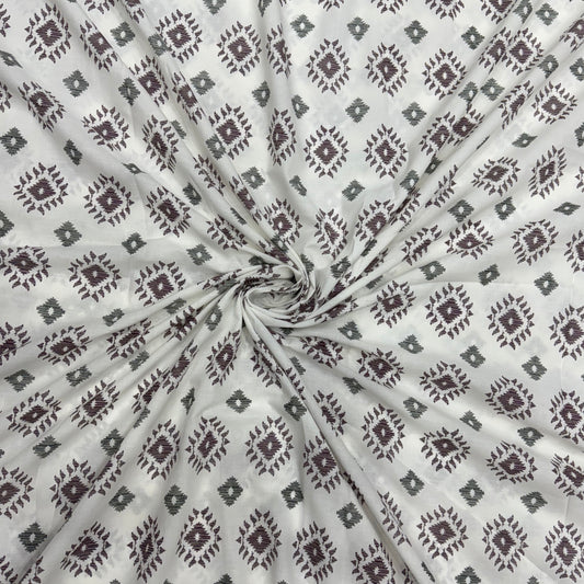 Buy Fine Premium Mul Cotton Grey Diamond Block Fabric - MAF 