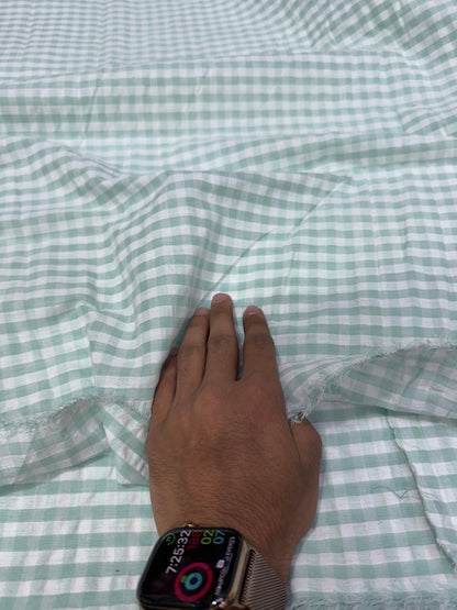 Buy Premium Buy Seersucker Green White Beautiful Checks Fabric