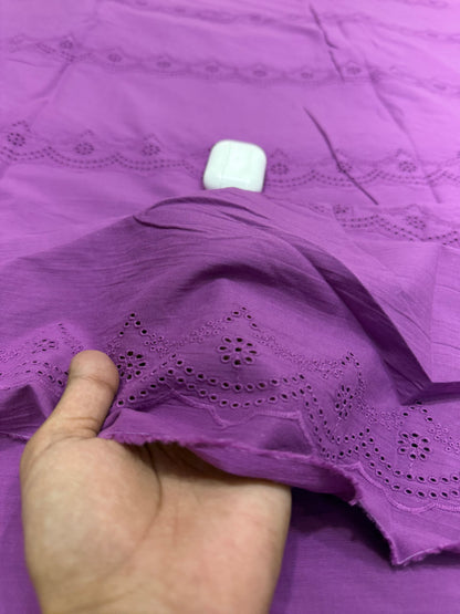 Buy Premium Cotton Cambric Schiffli Magenta Scallop Fabric