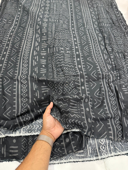 Cotton Linen Black Historic Printed Fabric - MAF 