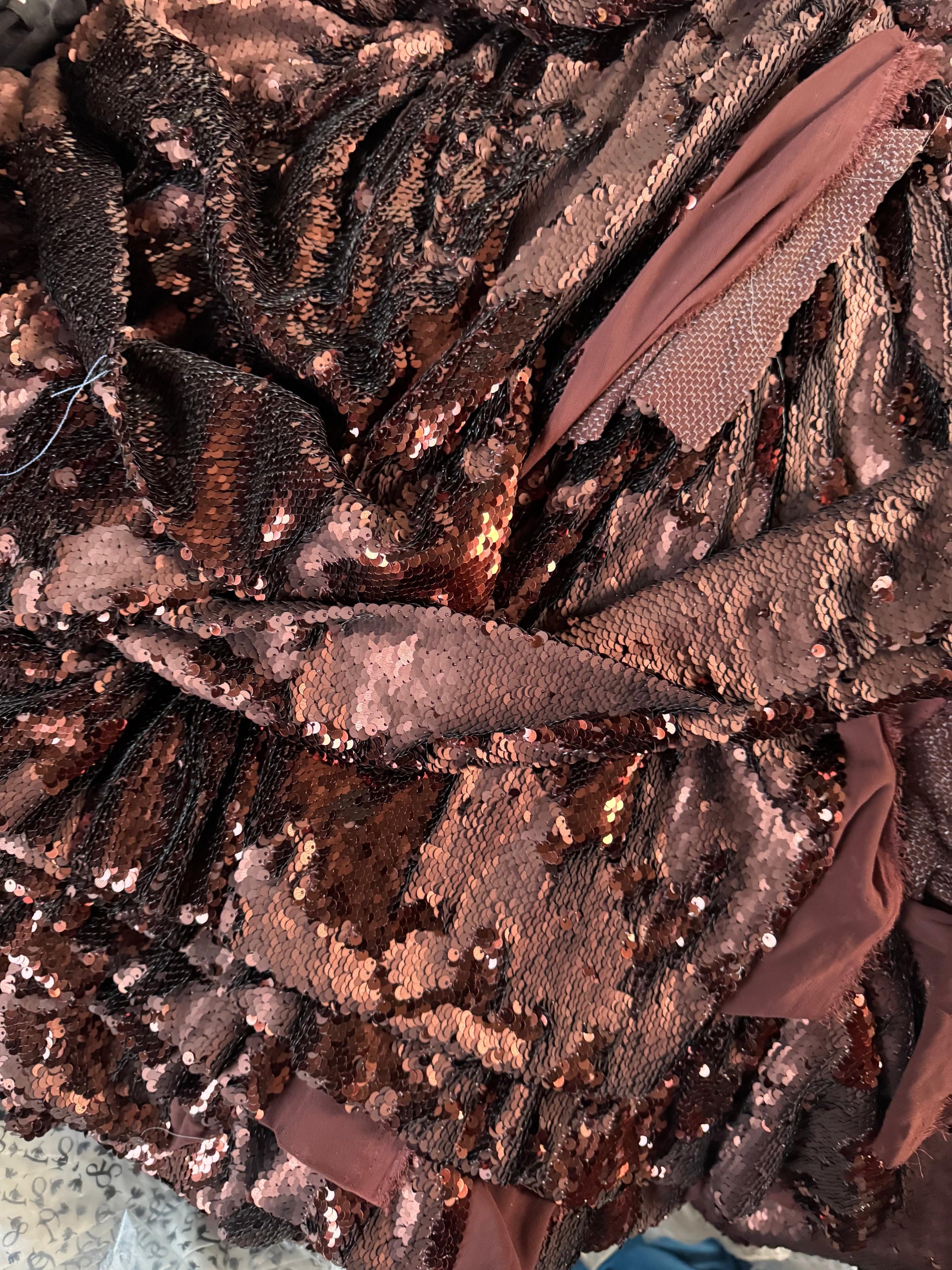 Buy Sequins Brown Coloured Fabric - MAF 