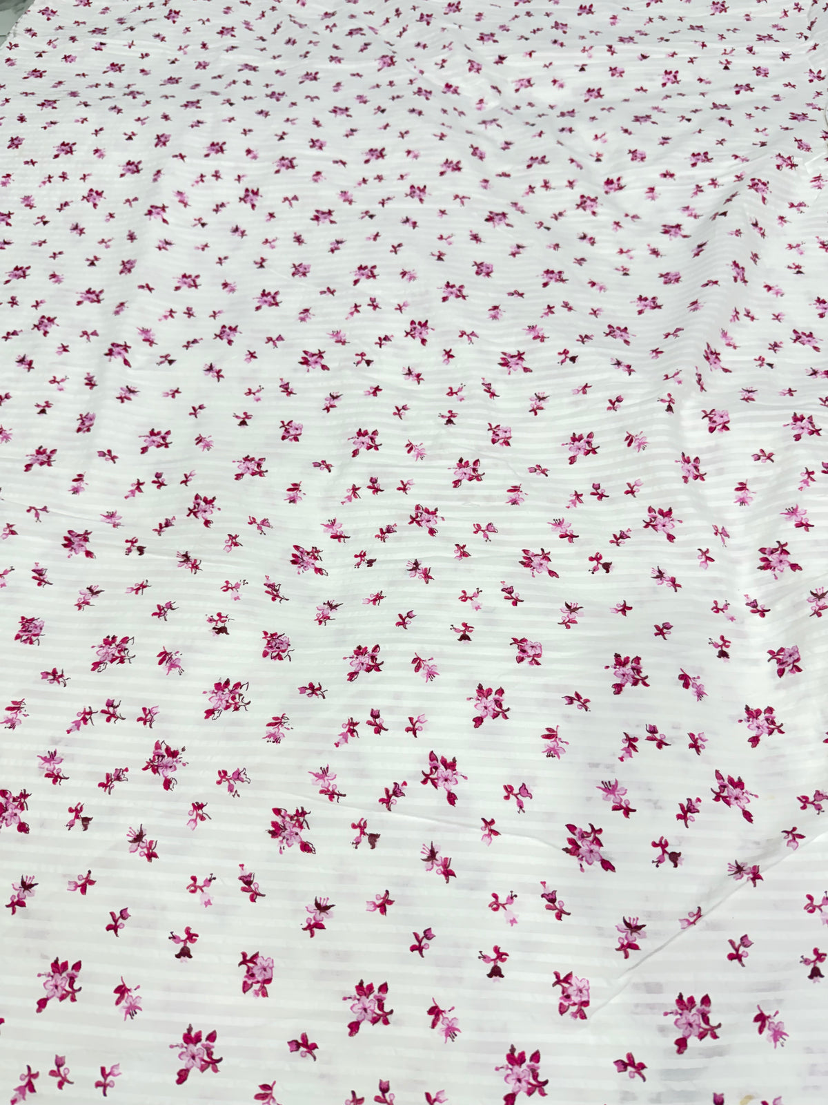 Buy Premium Seersucker Pink Floral Stripe Fabric