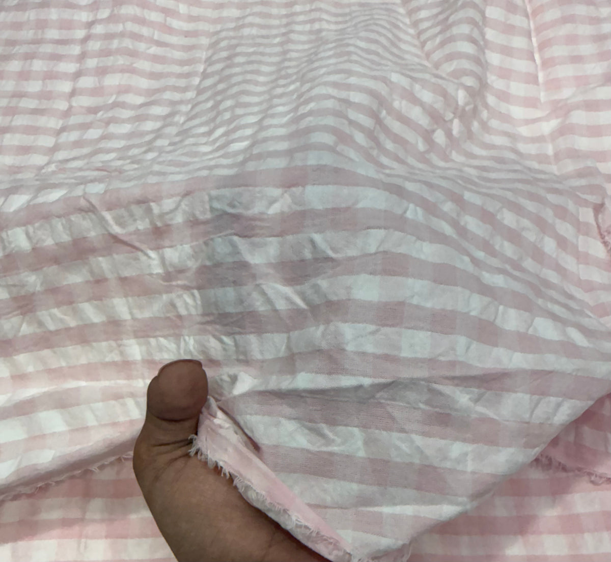 Buy Premium Cotton Seersucker Pastel Pink Gingham Check Fabric