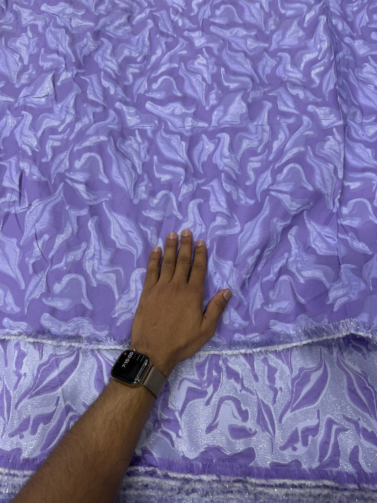 Buy Thick Viscose Jacquard Lavender Base Self Work Fabric