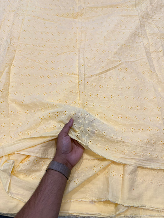 Buy Hakoba Soothing Yellow Flower Cutwork Joining Fabric - MAF 