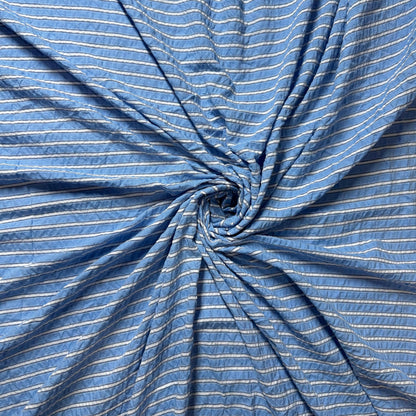 Premium Seersucker Formal Blue Stripe Fabric - MAF 