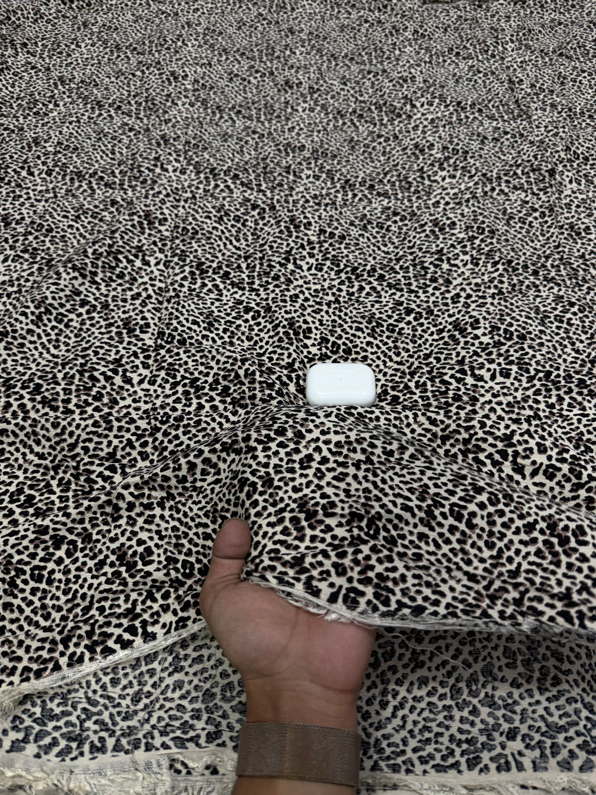 Buy Cotton Crepe Off White Black Leopard Print Fabric