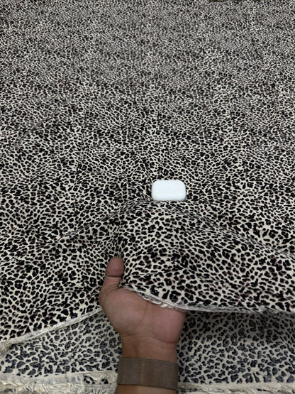 Buy Cotton Crepe Off White Black Leopard Print Fabric
