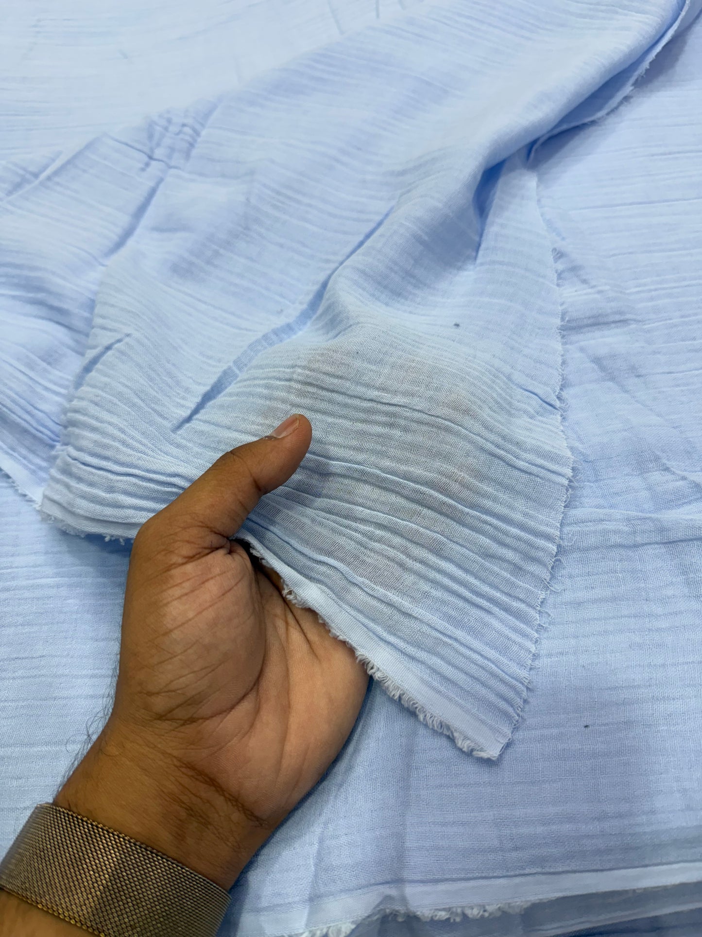 Buy Soft Cotton Double Cloth Solid Powder Blue Fabric