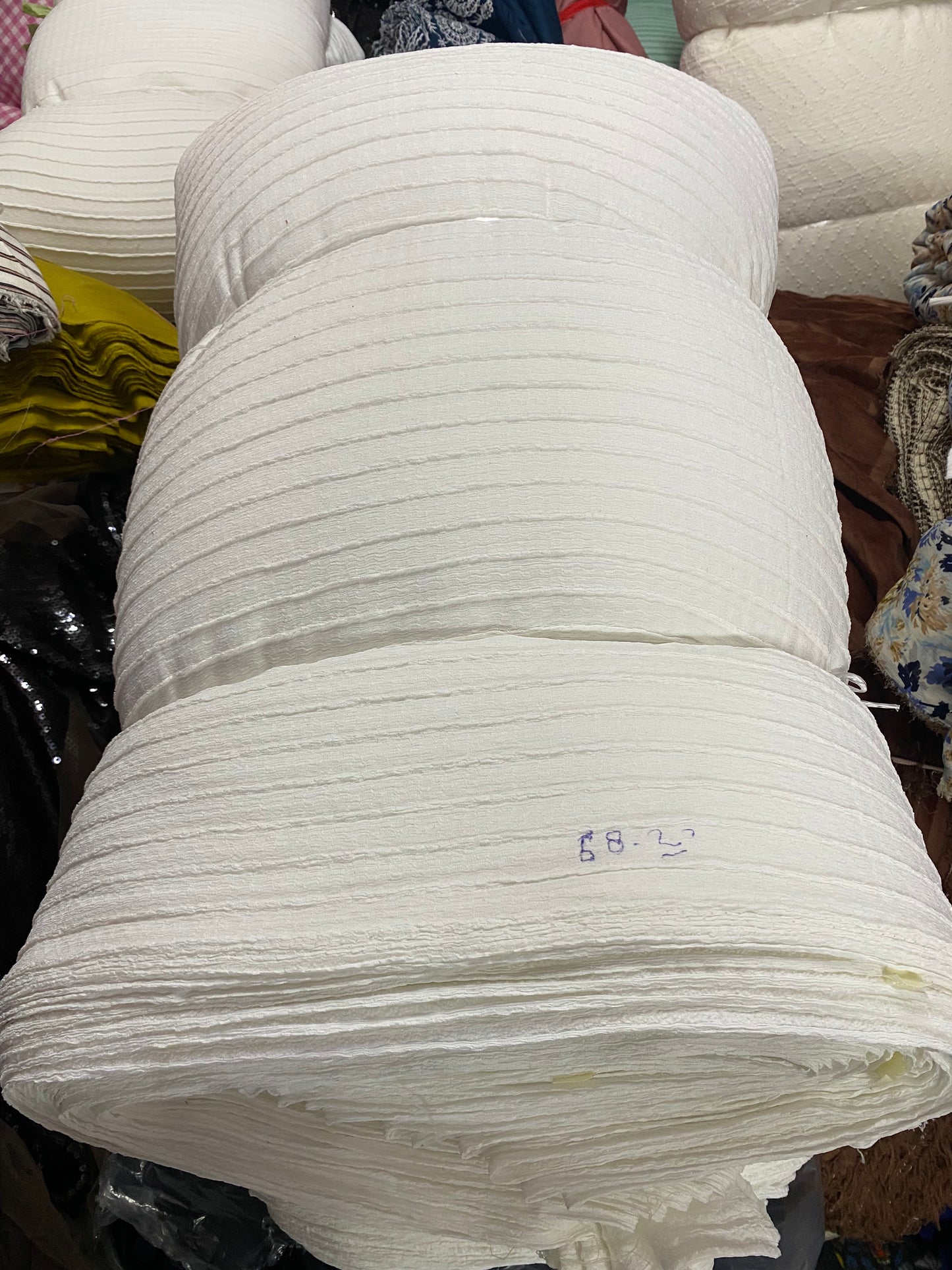 Buy Poly Viscose Stripes Trendy White Fabric