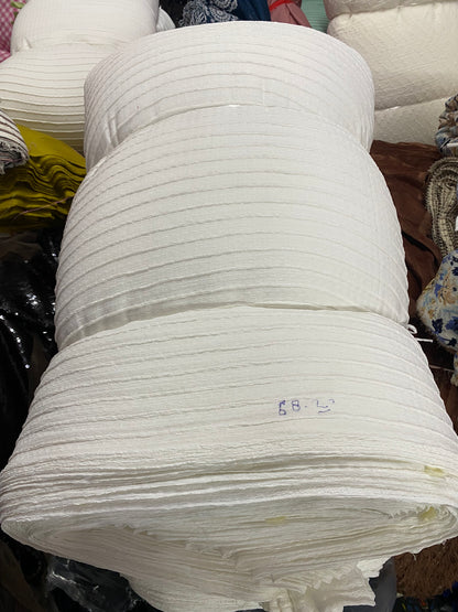 Buy Poly Viscose Stripes Trendy White Fabric