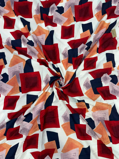 Buy Viscose Modal Abstract Coloured Square Printed Fabric