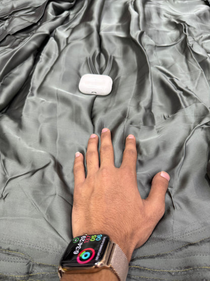 Buy Fine Premium Viscose Modal Satin Solid Steel Grey Fabric