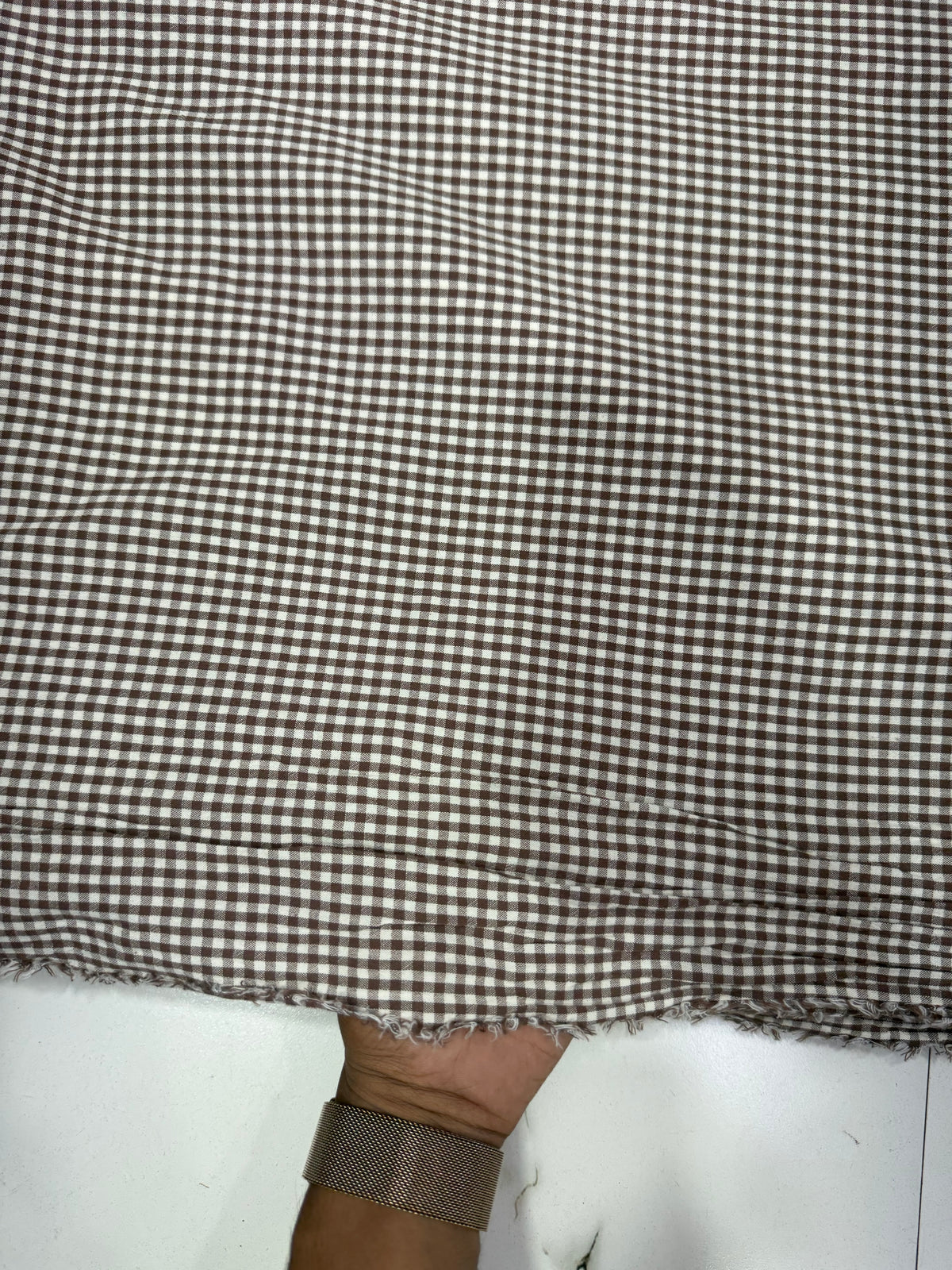 Buy Premium Cotton Yarn-Dyed Brown Gingham Check Fabric