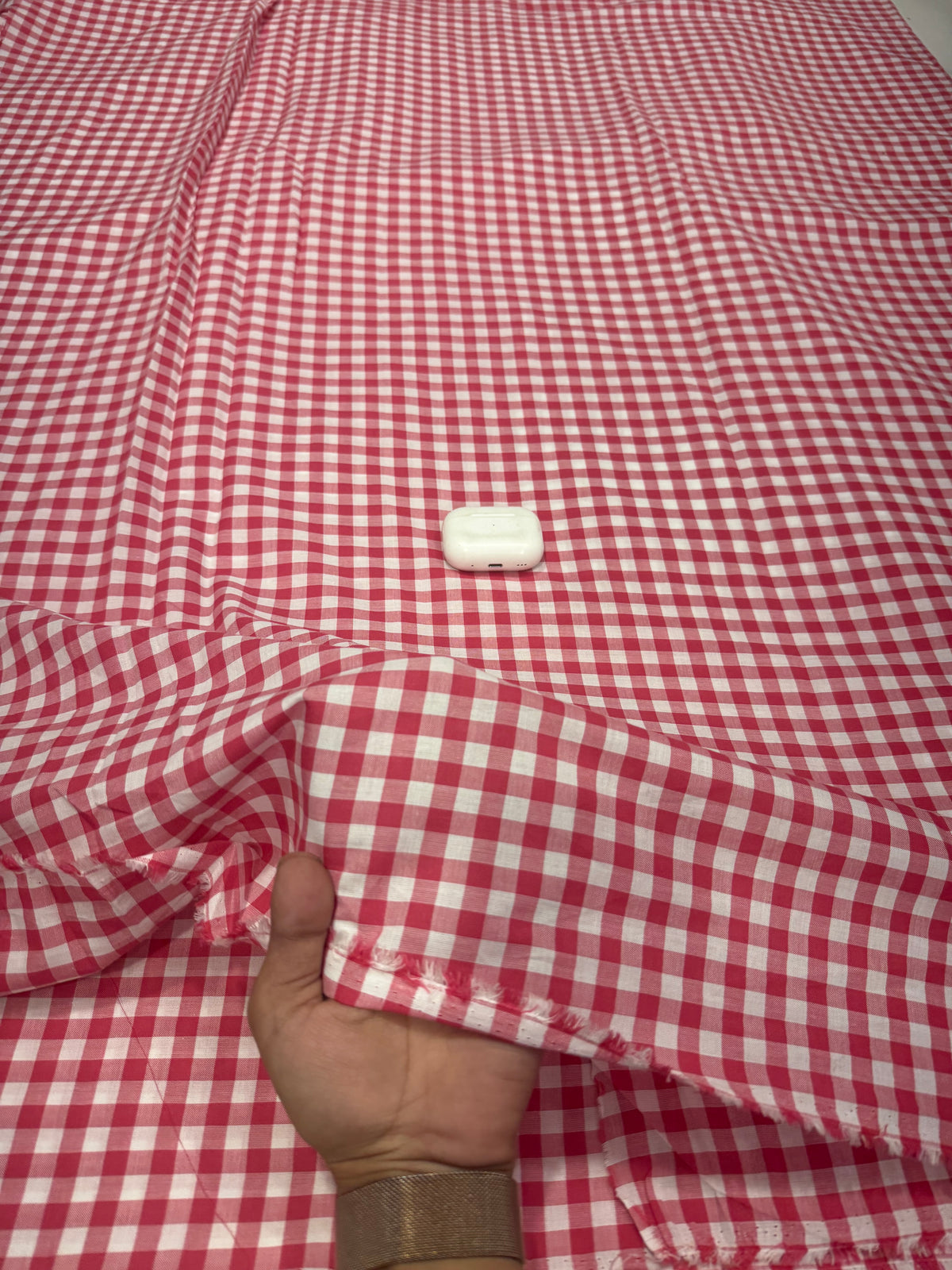 Buy Premium Cotton Yarn-Dyed Red Cherry Gingham check fabric